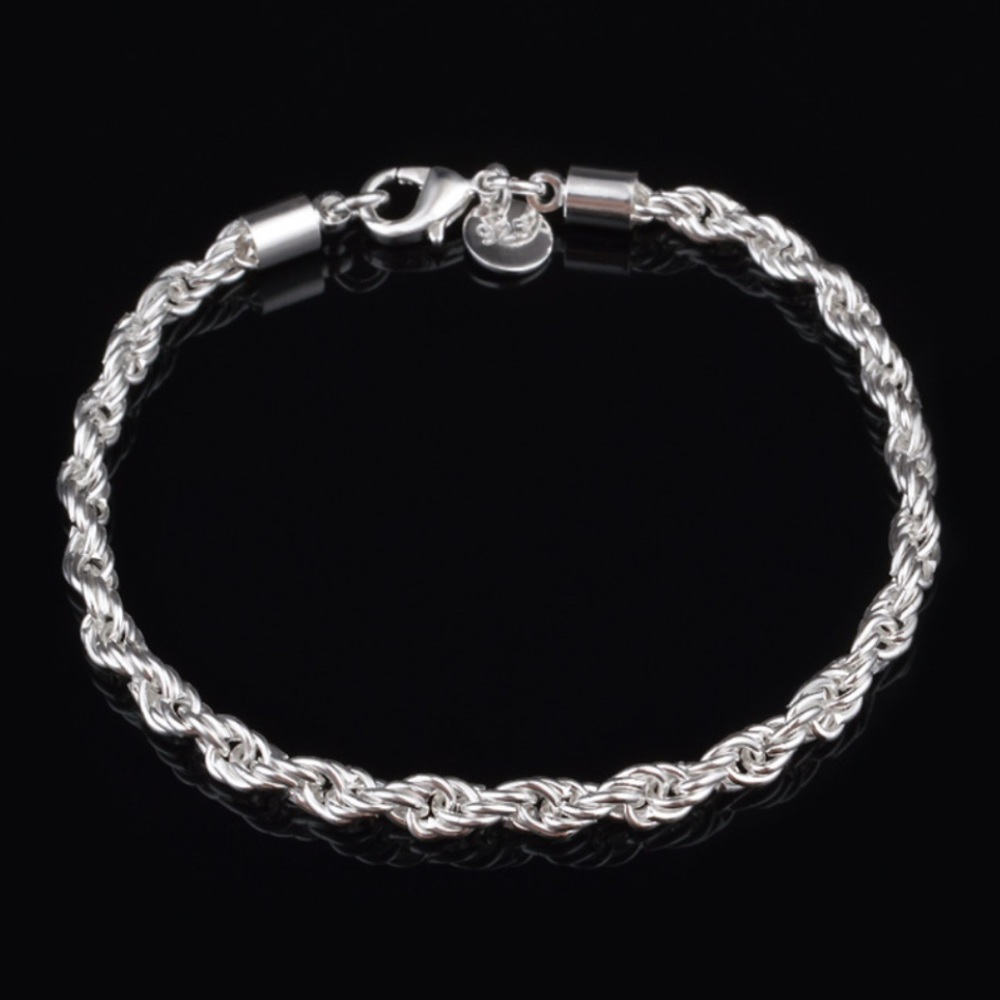 NEW 925 Sterling Silver Twisted Rope Bracelet - Picture 2 of 6